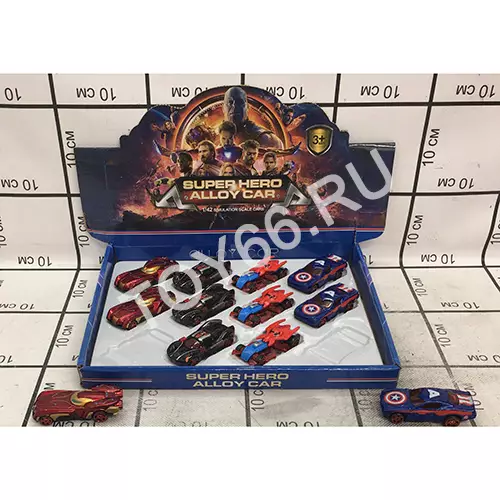 Машинки супергерои 12 шт в блоке 0418