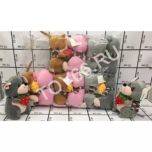 Мягкая игрушка Мышка с клубникой 12 шт. в блоке 1209-3
