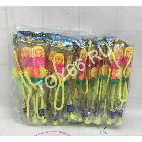 Светящийся вертолетик с рогаткой 50 шт в блоке 25458