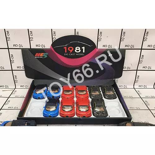 Машинки металл Бугатти 12 шт в блоке 6632-40