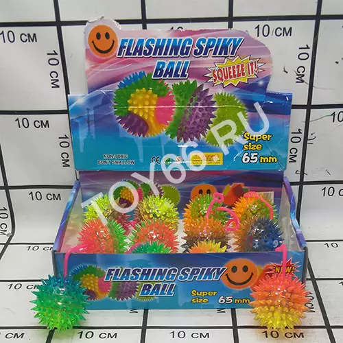 Мяч на резинке 12 шт в блоке 8218