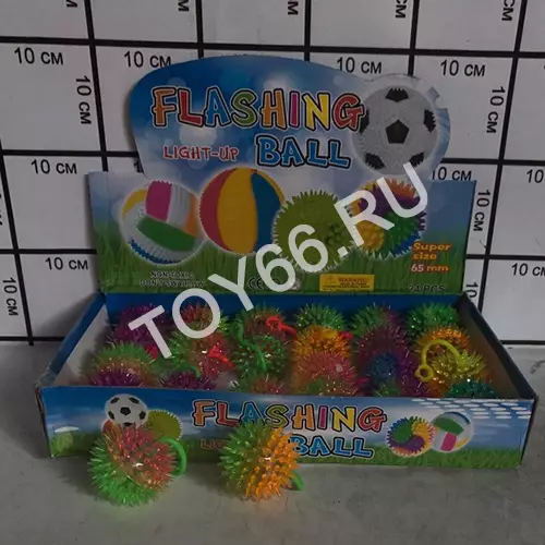 Резиновые светящиеся мячики в боксе 24 шт 8246