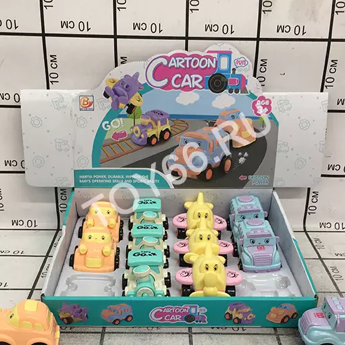 Машинки мультяшные 12 шт. в блоке BY758