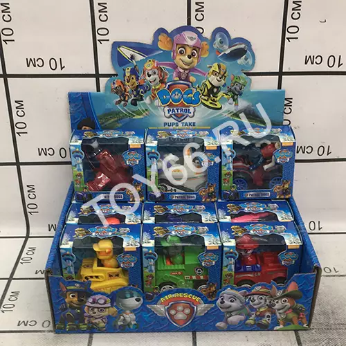 Собачки на машинках 12 шт в блоке G15-1