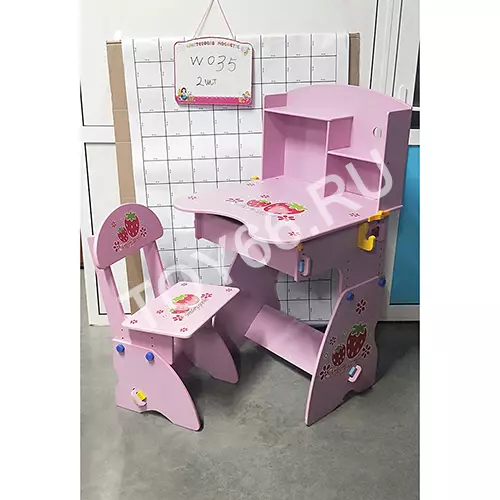 Стол со стульчиком розовый W035