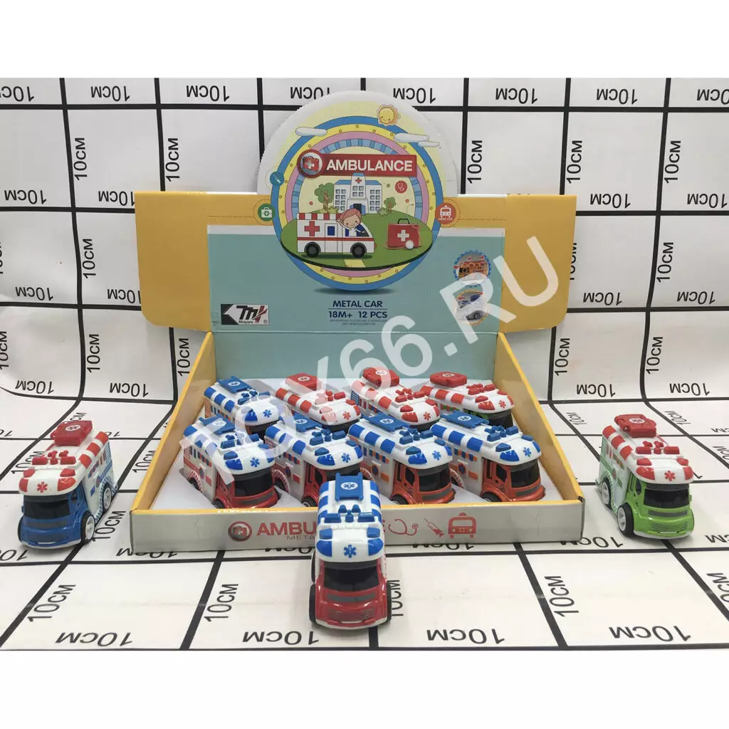 Машинки Скорая 12 шт. в блоке 0783-69