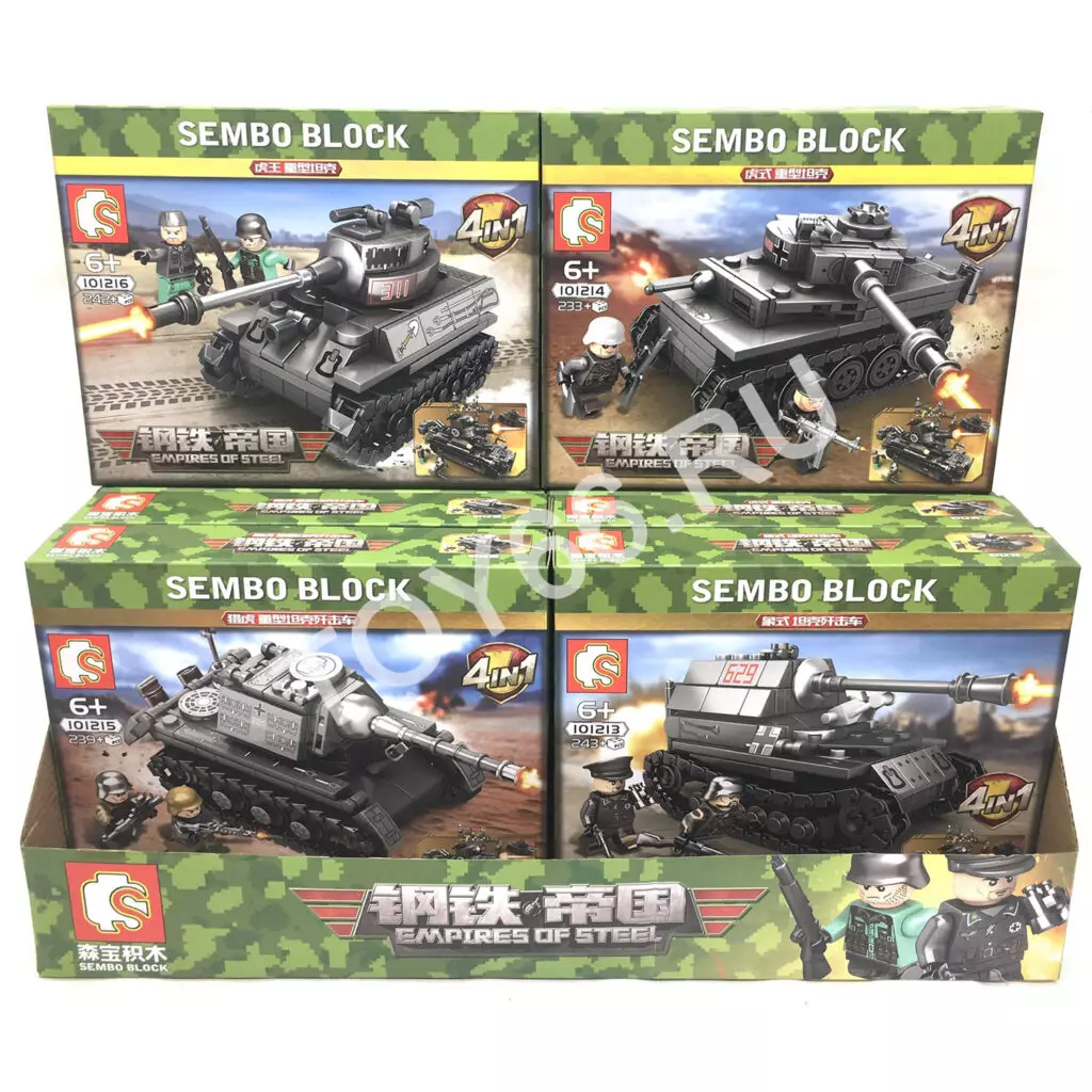 Конструктор Танк 8 шт. в блоке 101213-16