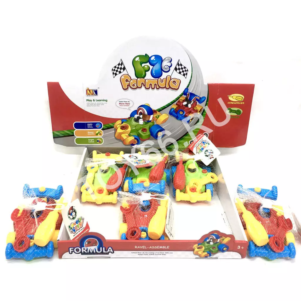 Машинки формула1 с отверткой 6 шт в блоке 1688-12