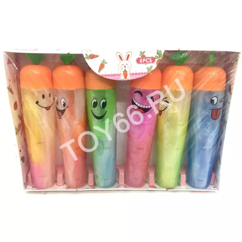 Лизун в в колбе морковка 6 шт. в блоке 2153-41