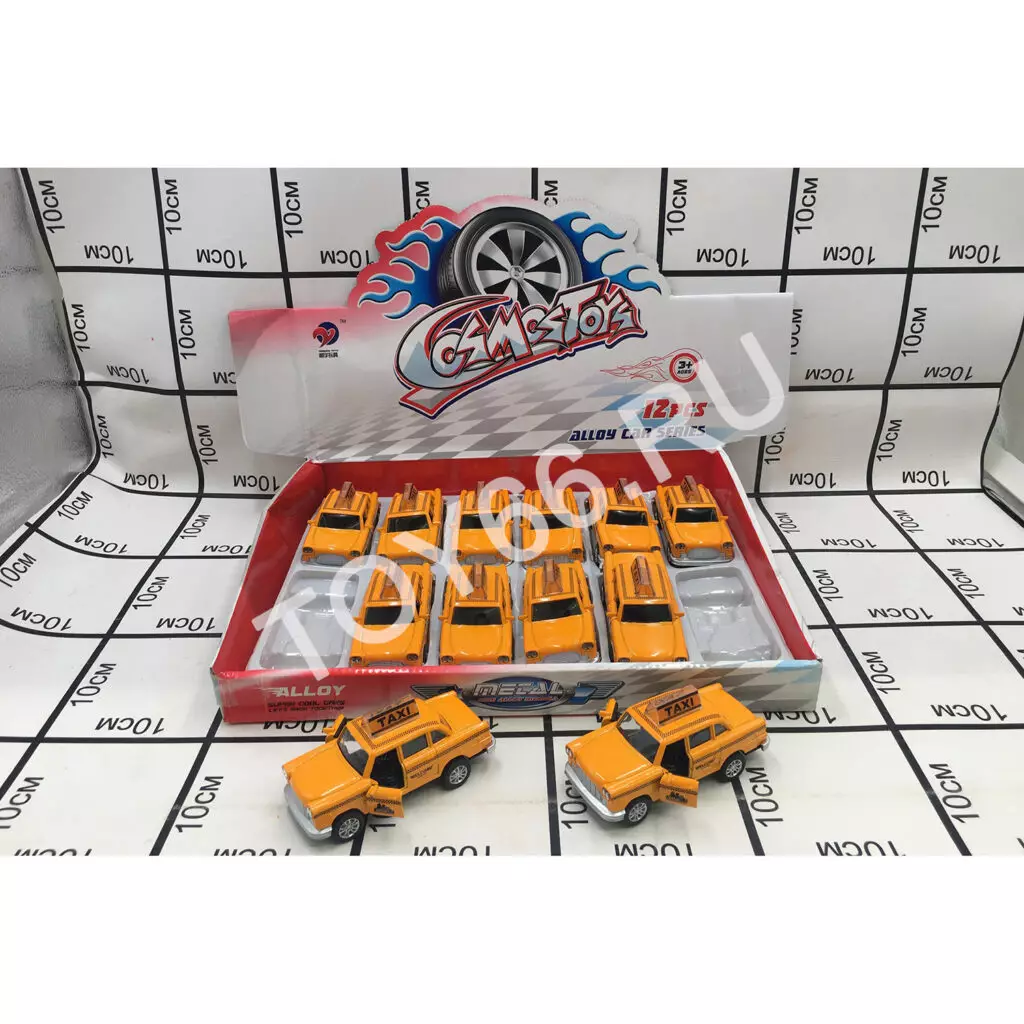 Машинка металл Такси 12 шт в блоке 512-9