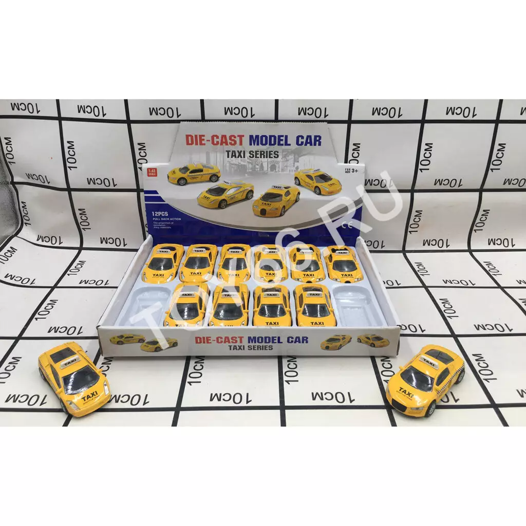 Машинка металл Такси 12 шт в блоке 632-2-3