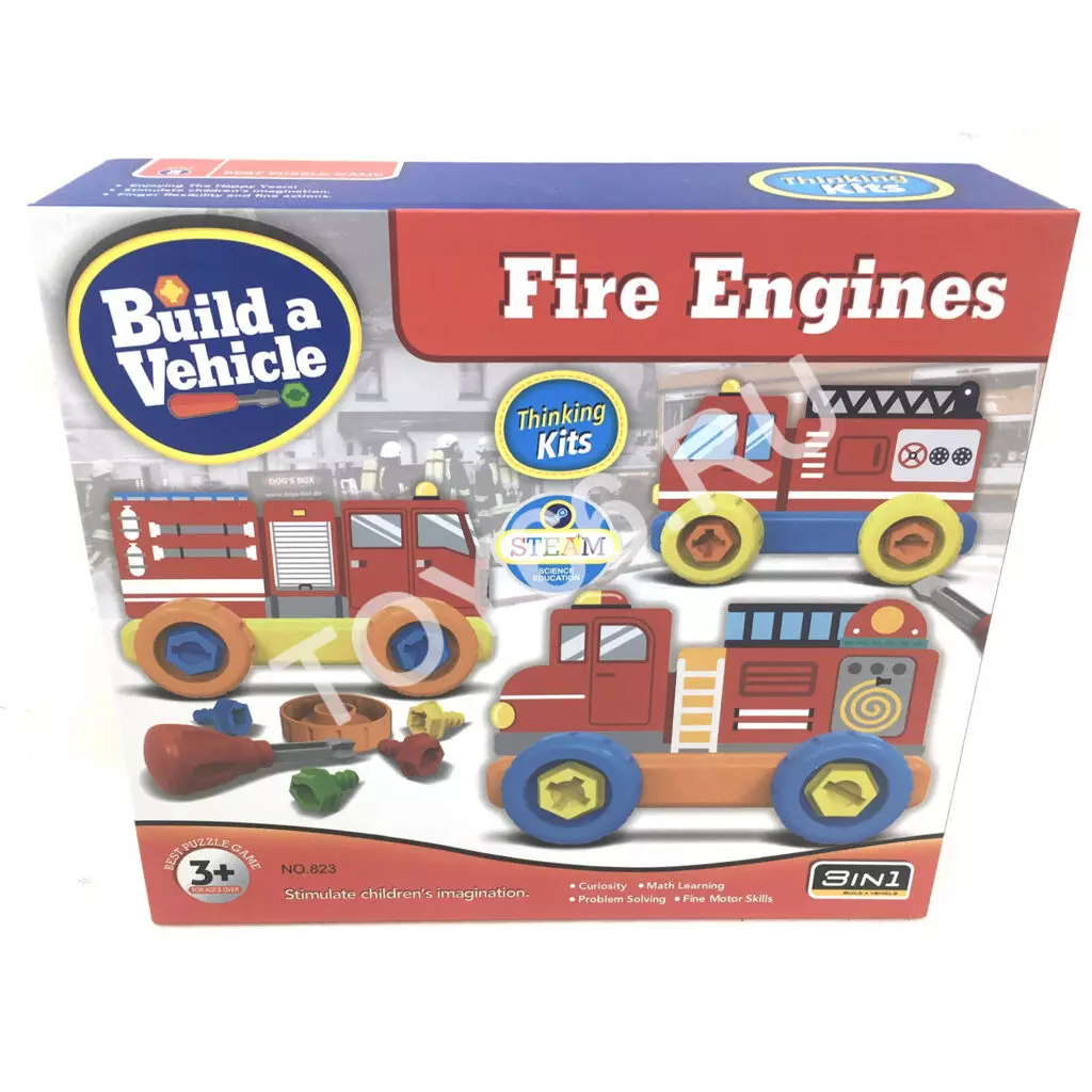 Пожарная машина 3в1 конструктор с отвёрткой 823