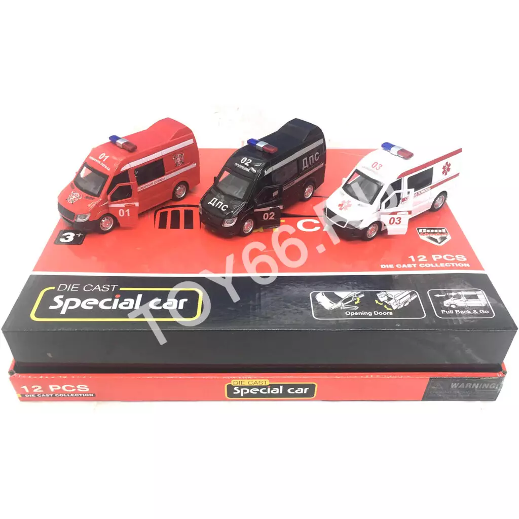 Машинка Скорая 12 шт. в блоке 887-28A