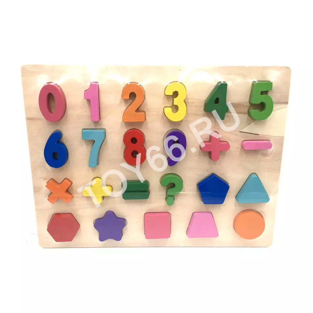 Деревянная игрушка (цифры и формы, доска-сортер) 93-90