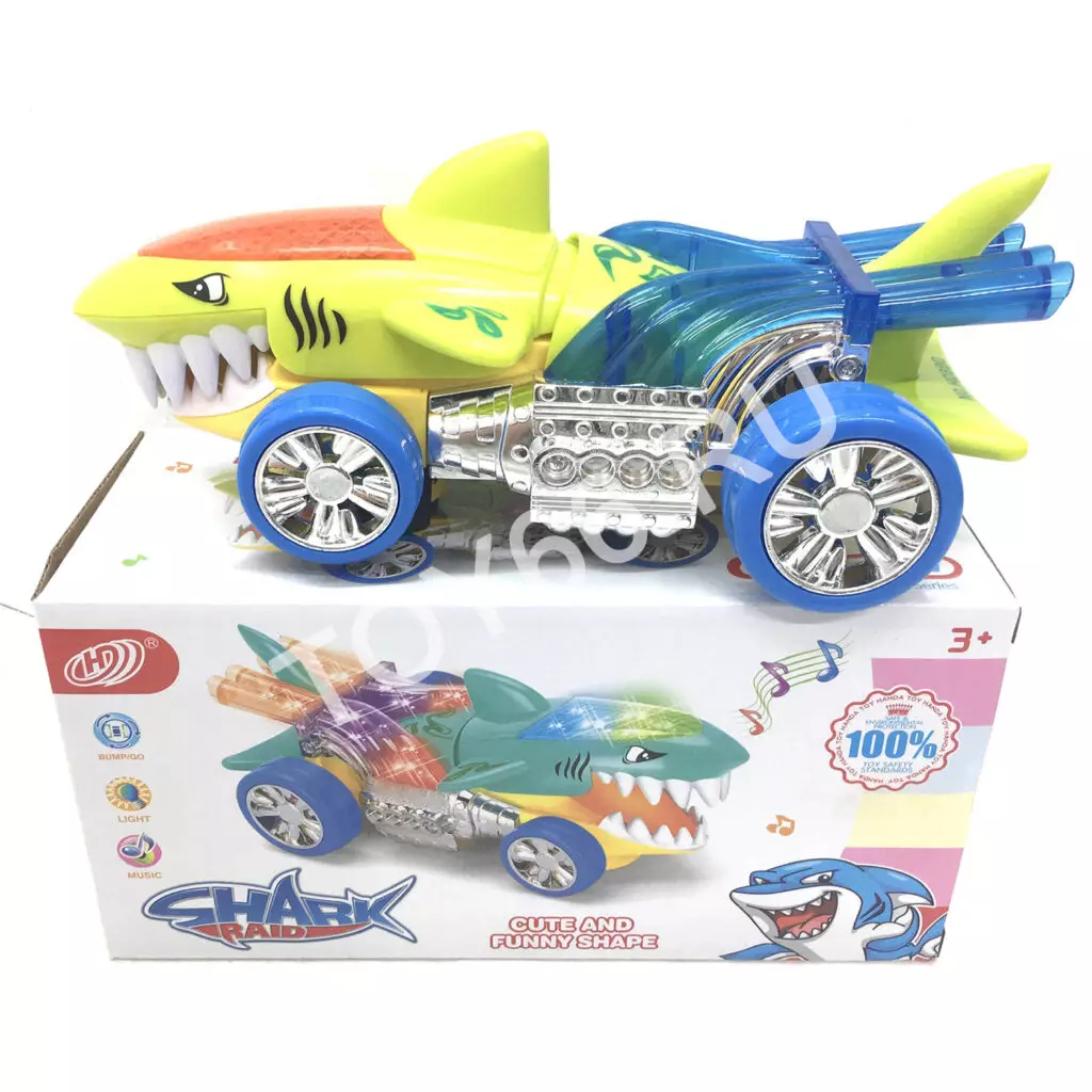 Машинка Акула на батарейках Свет звук HD990B