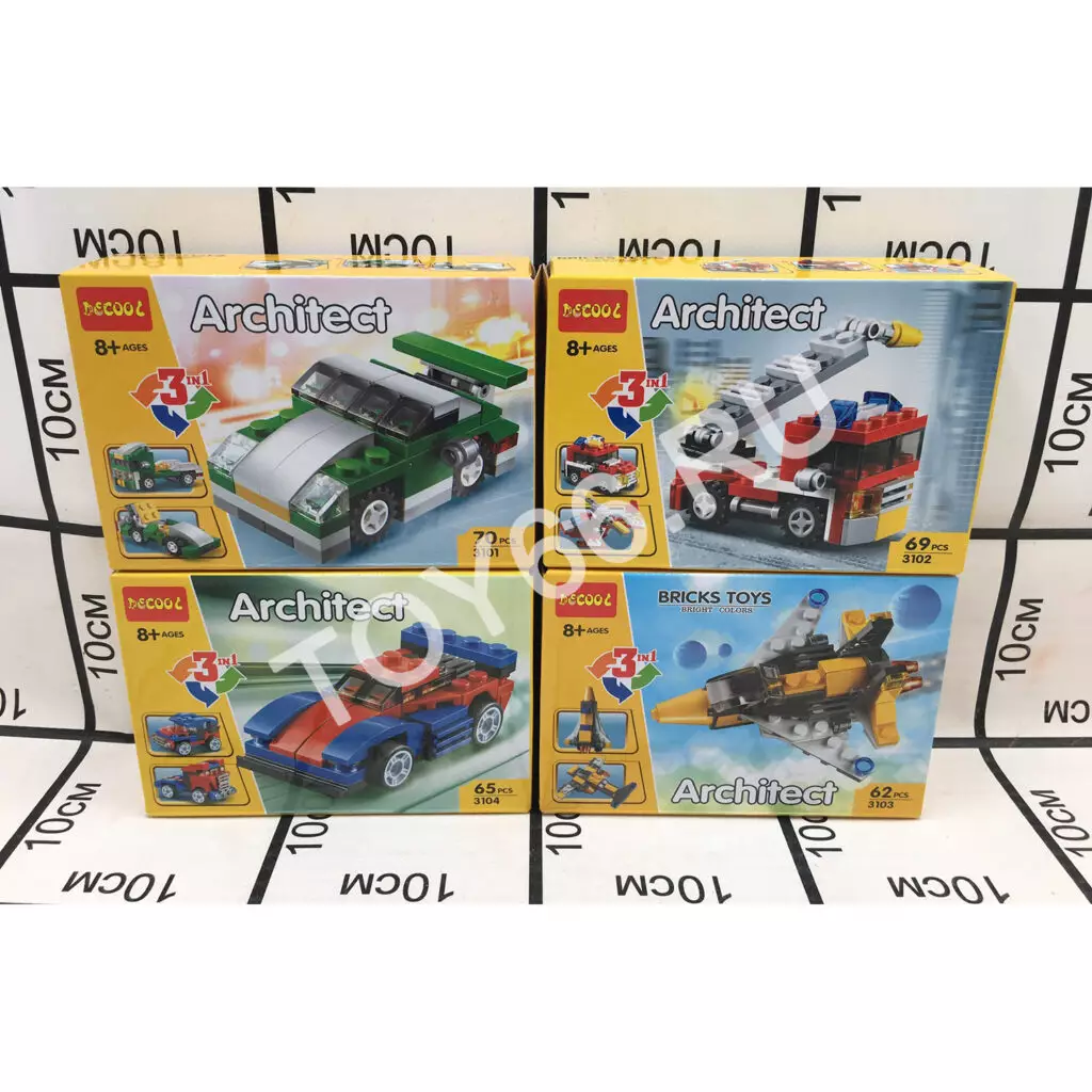 конструктор машинка 8 шт в блоке 3101-3104