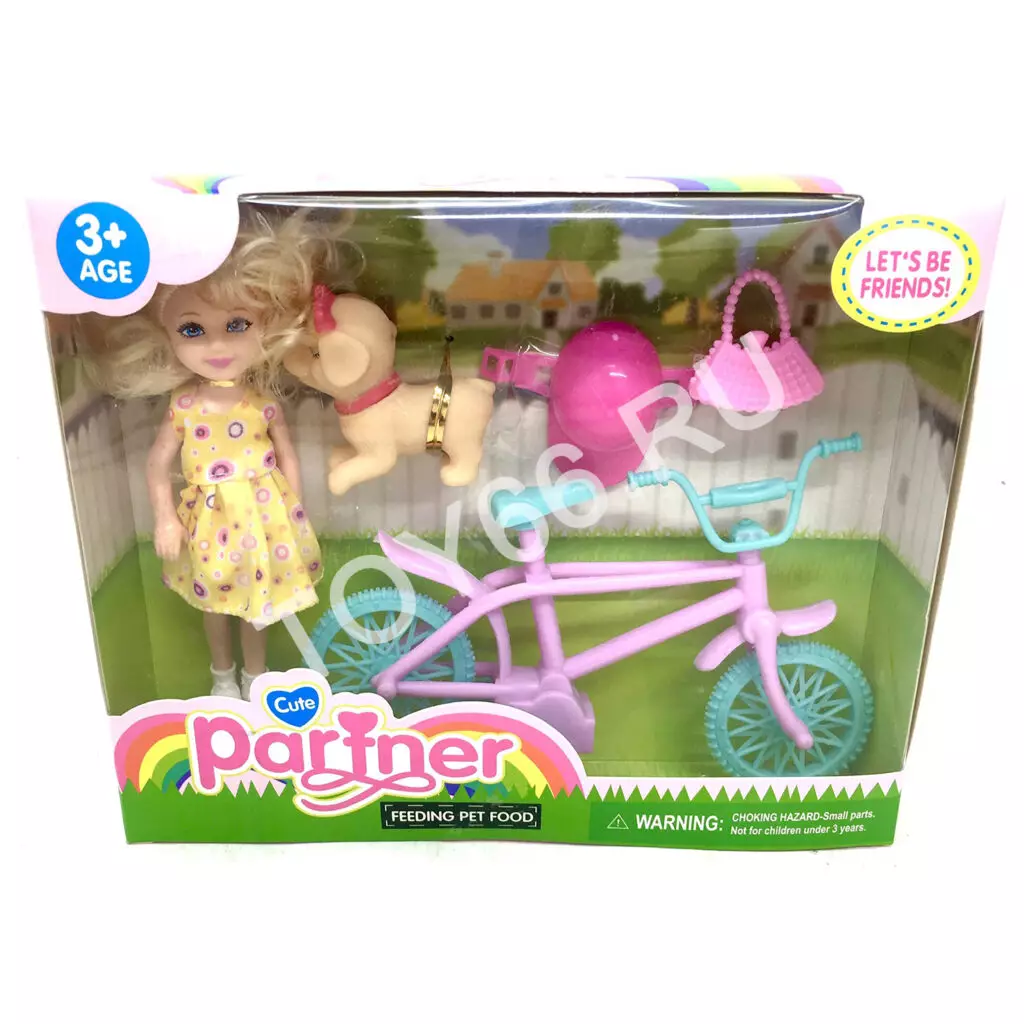 Кукла на велосипеде с щенком TQ001F