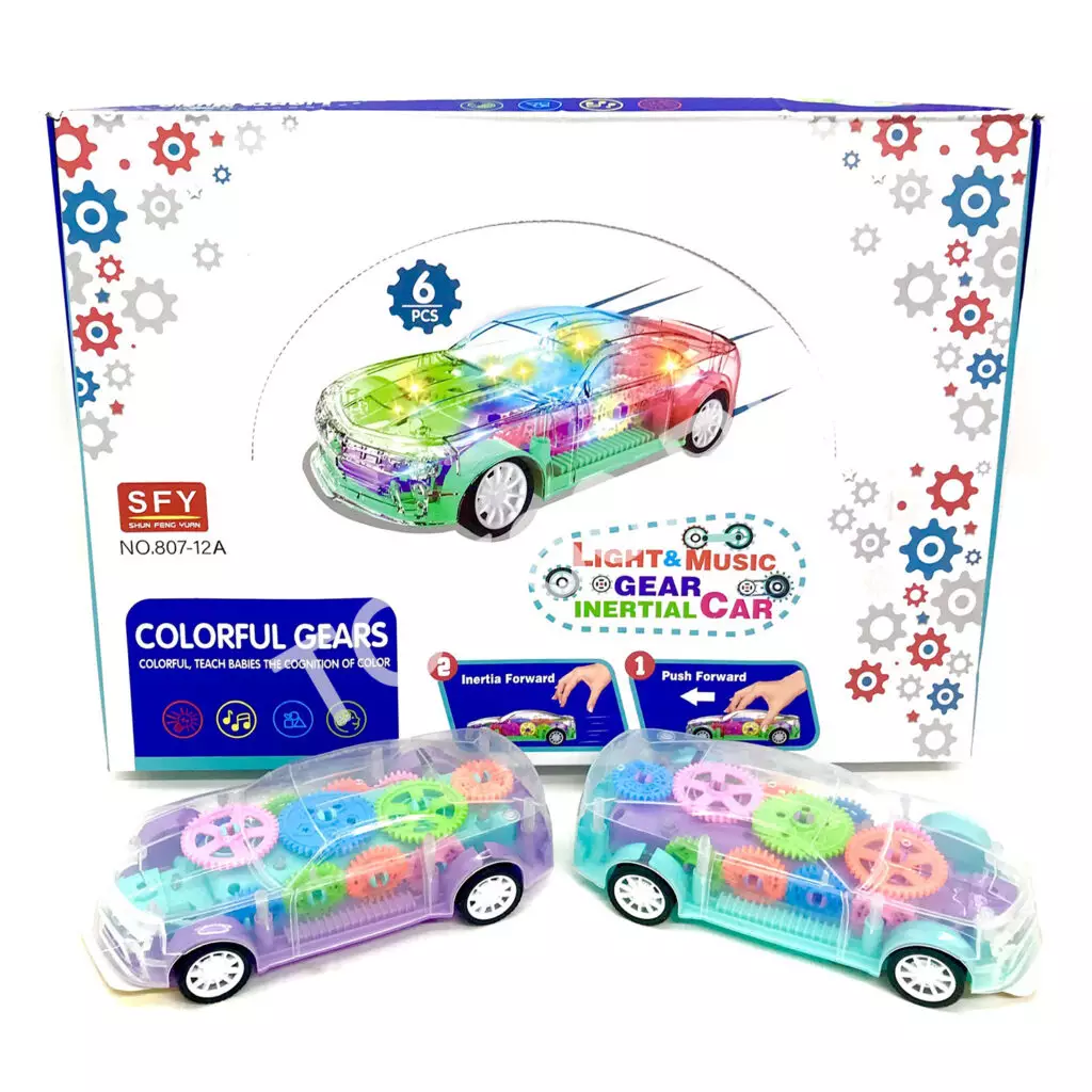 Машинка с шестеренками свет звук, 6 шт в блоке 807-12A