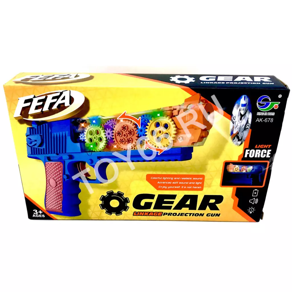 Пистолет с шестерёнками и проекцией (свет, звук) AK678
