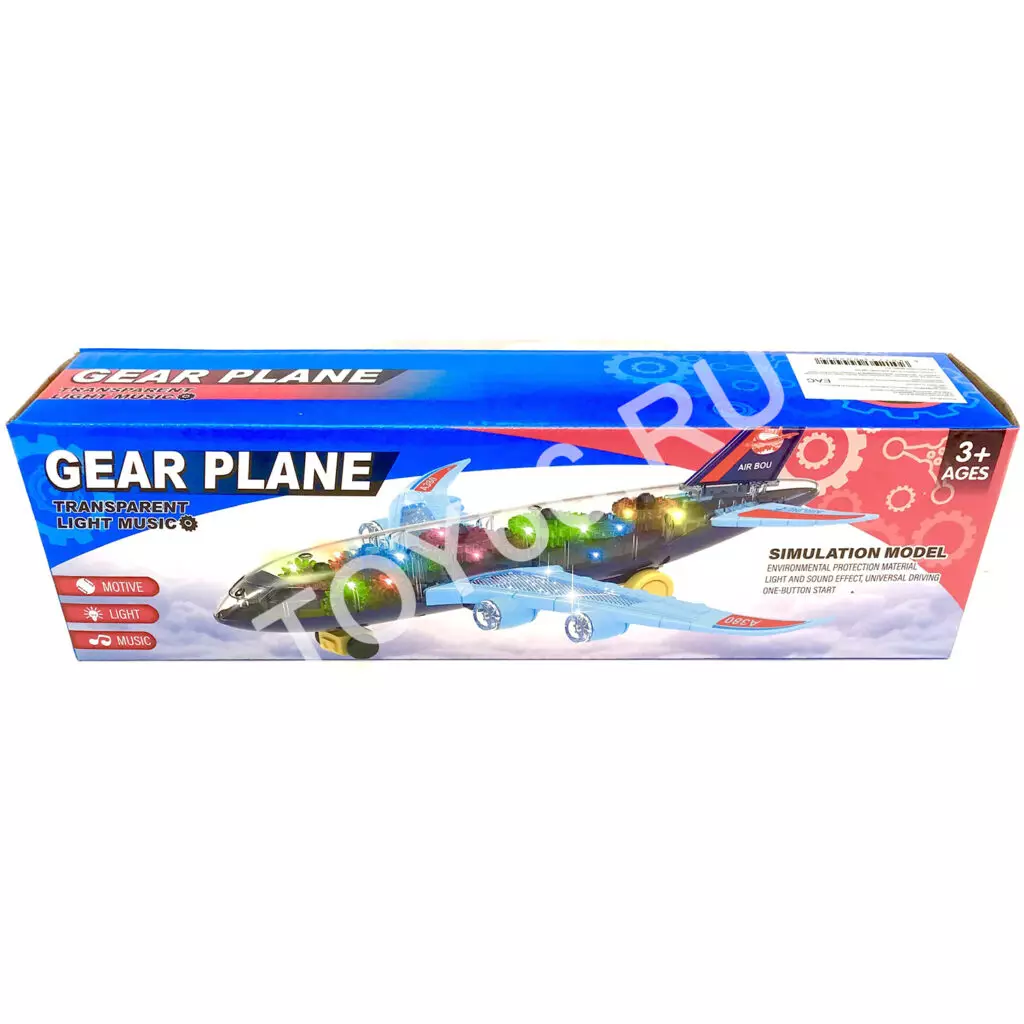Самолёт с шестерёнками (свет, звук) KH332-5