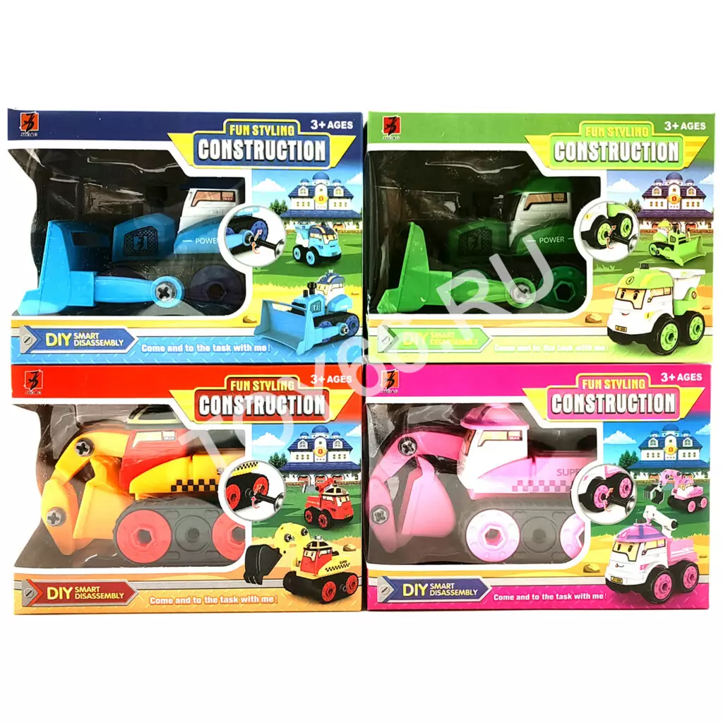 Машинка конструктор 4 вида JD1899-14E-F-G-H