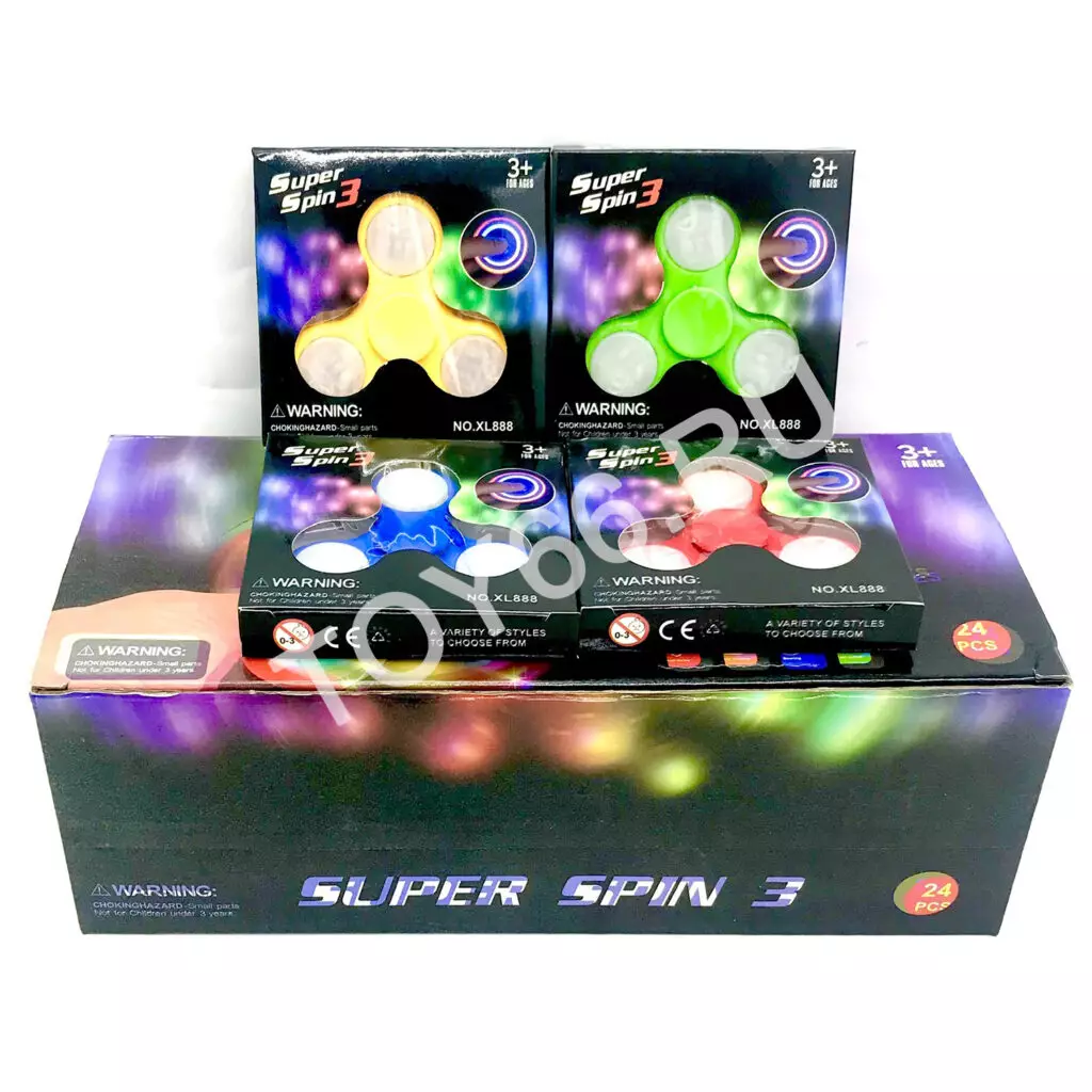 Спиннер свет, 24 шт в блоке XL888